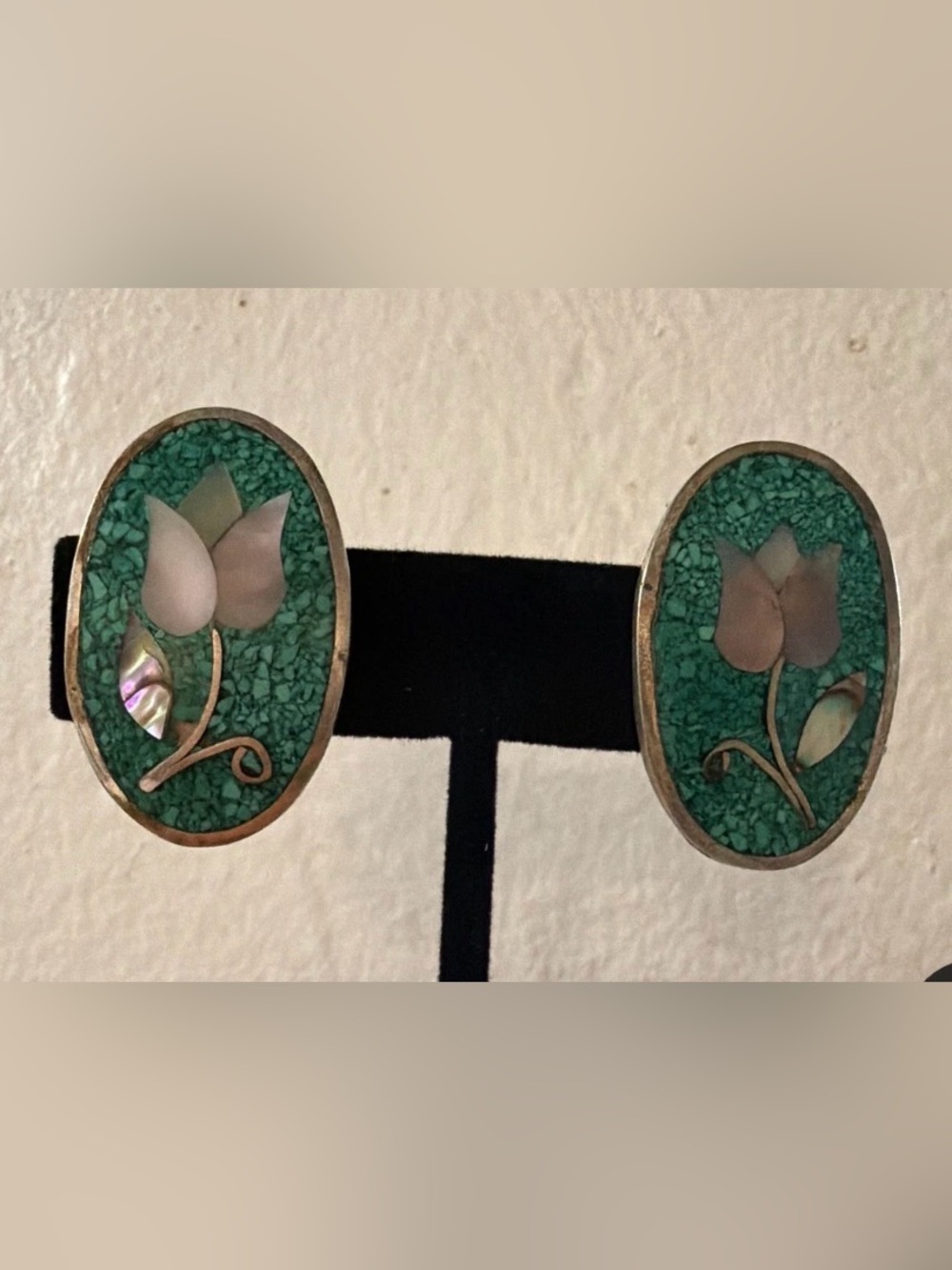 925 Green Turquoise Inlay Earrings - Women Jewelry
